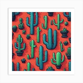 Cactus Seamless Pattern 5 Art Print