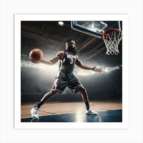 Basketball Player Dribbling 7 Art Print