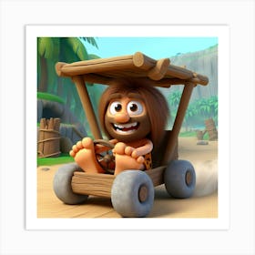 Cartoon Character Driving A Car Art Print