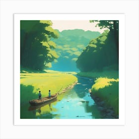 Boat On A River 5 Art Print