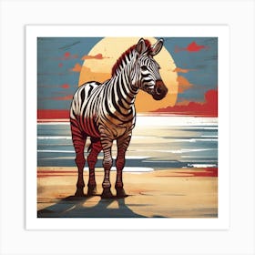 Zebra On The Beach Art Print