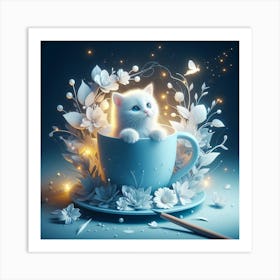 Cat In A Cup Art Print