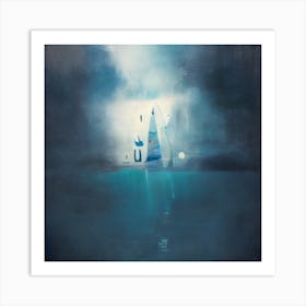 Sailboat Swimming In The Water Art Print