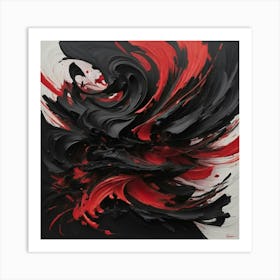 Abstract Black And Red Painting 1 Art Print