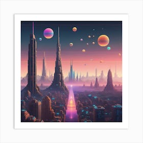 Celestial Skyscrapers Art Print