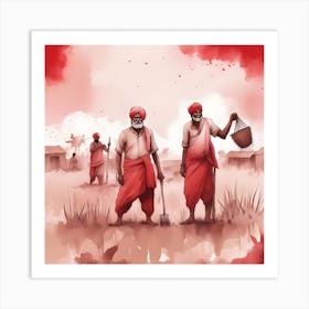 Two Indian Men In A Field Art Print