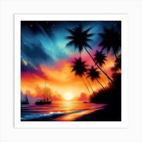 Sunset At The Beach 11 Art Print