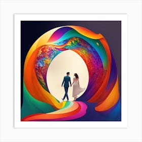 Rainbow Wedding Art Print