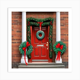 Christmas Decoration On Home Door (27) Art Print