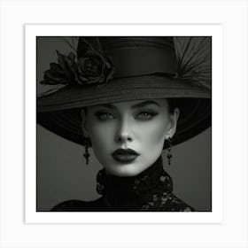 Beautiful Woman In Black Art Print