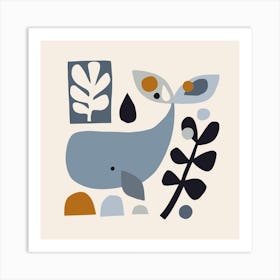 Scandi Whale Square Art Print