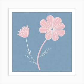 A White And Pink Flower In Minimalist Style Square Composition 701 Art Print