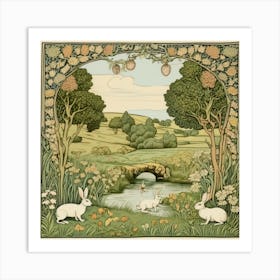 Rabbits In The Woods Art Print