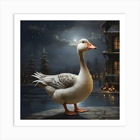 Goose At Night Art Print