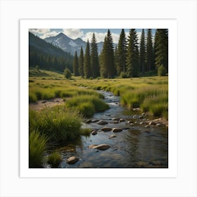 Stream In The Mountains Art Print