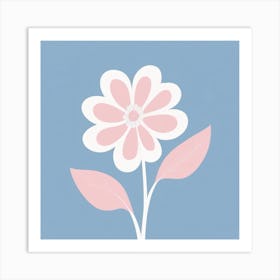 A White And Pink Flower In Minimalist Style Square Composition 622 Art Print