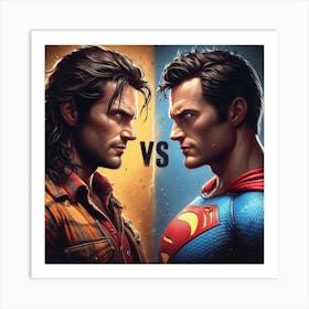 A Super man Vs Batman Art Print