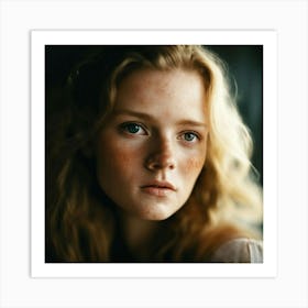 Portrait Of A Girl With Freckles Art Print