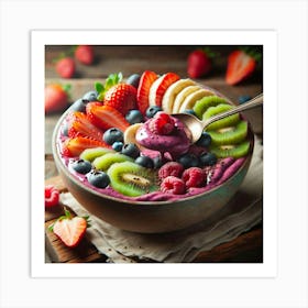 Bowl Of Fruit Smoothie Art Print