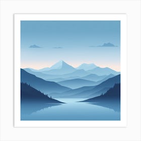 Misty mountains background in blue tone 63 Art Print