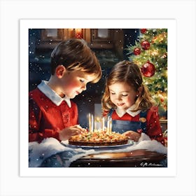 Children Celebrating Christmas Art Print