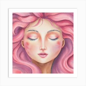 Pink Haired Woman Art Print