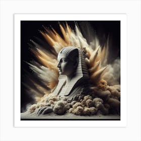 Sculpture of stone and sand in a Sphinx shape 3 Art Print