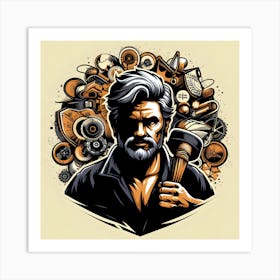 Man With Hammer: Endurance in the Face of Challenges Art Print