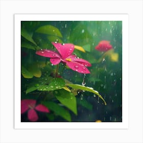 Flower In The Rain Art Print