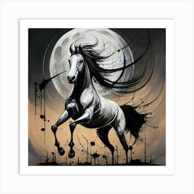 Horse In The Moonlight Art Print