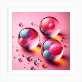 Bubbles On Pink Background Art Print