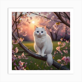 Cherry Blossom Serenity At Sunset Art Print