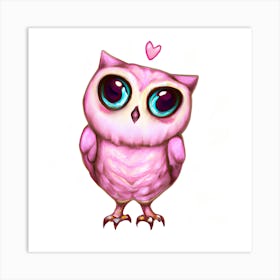 Cute Pink Owl Art Print