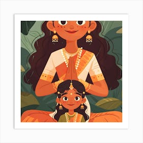 Indian Mother And Daughter Art Print