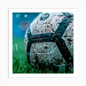 Soccer Ball In The Rain Art Print