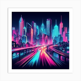 Neon Cityscape 3 Art Print