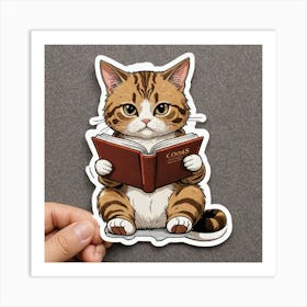 Cat Reading A Book Art Print