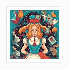 Alice In Wonderland Retro 2 Square Art Print