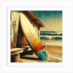 Surfboard On The Beach 10 Art Print