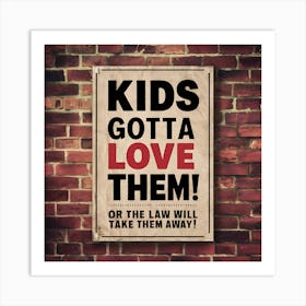 Kids Got A Love Them Or The Law Will Take Them Away (Red) Art Print