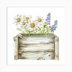 Wildflowers In A Wooden Box Art Print