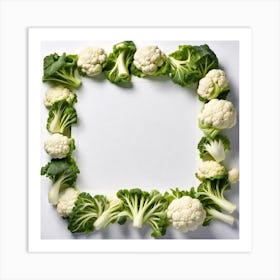 Cauliflower Frame On White Background Art Print