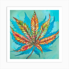 Colorful Marijuana Leaf Art Print