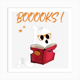 Cute Ghost Book Reading Teacher Funny Halloween Art Print