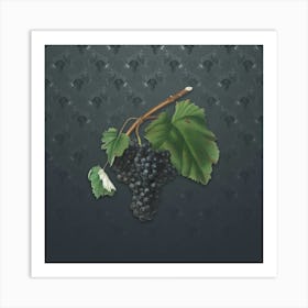 Vintage Black Canaiolo Botanical on Slate Gray Pattern n.2269 Art Print