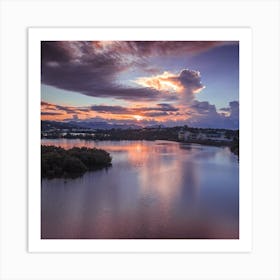 Sunset Over A Lake Art Print