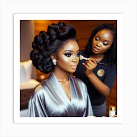 A makeup artist and her client Art Print