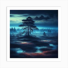 Landscape At Night Art Print