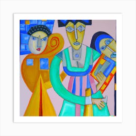 An Cubism Oil Painting-Rich And Poor People Art Print