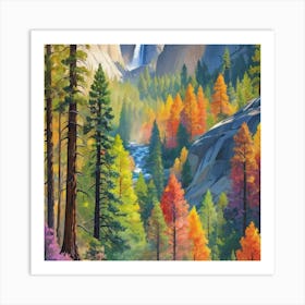 Colorful Abstract Yosemite National Park USA Art Print Art Print